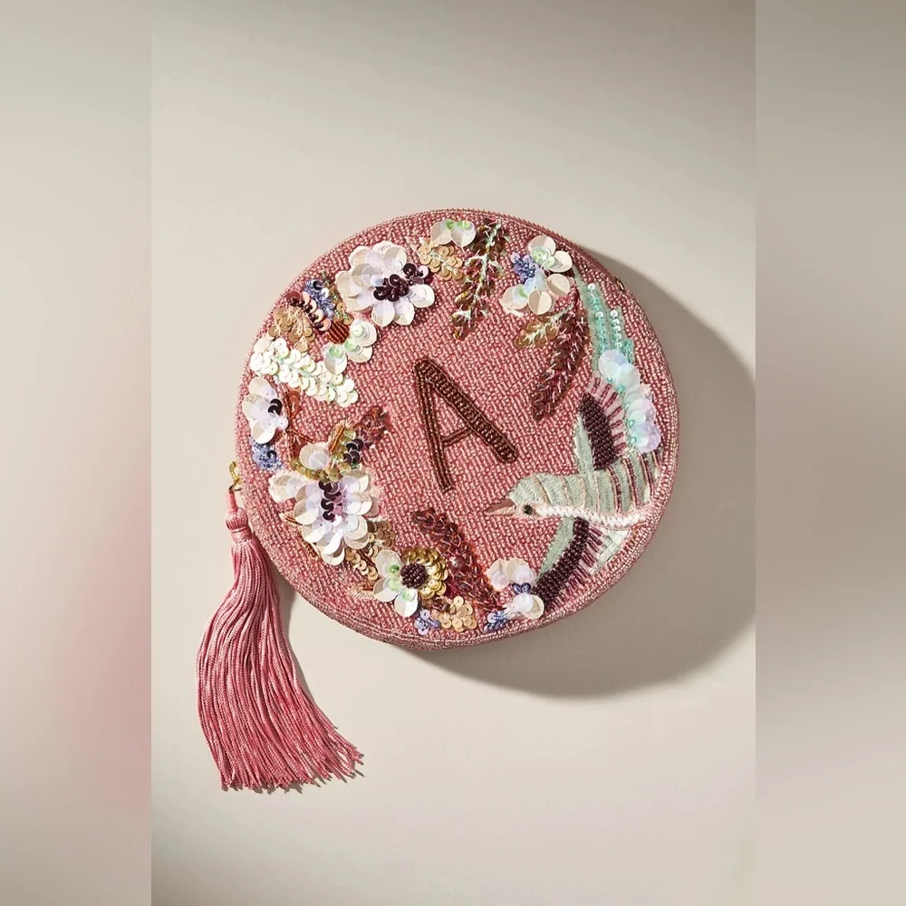 Anthropologie Holiday Monogram Embellished Pouch - Picture 5 of 9